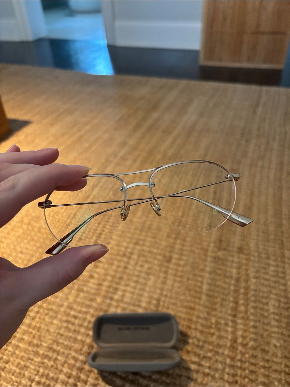 Selima Optique Gold Rimless Eyeglasses - Picture 2 of 7
